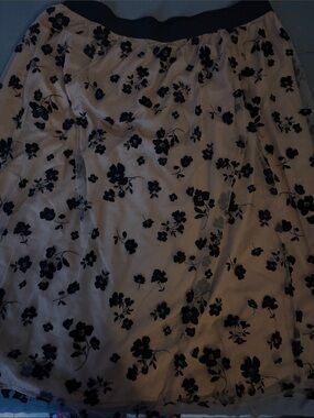 Black Floral Mesh Skirt